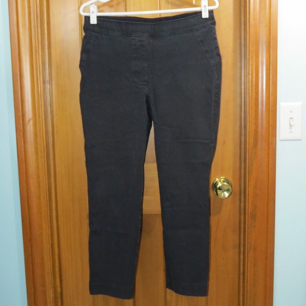 Spanx On The Go Slim Straight Ankle Pants Black Stretch Chino 20365R Size Med
